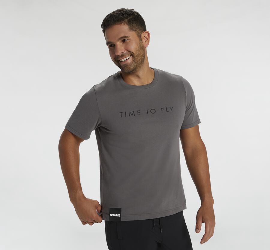 Hoka One One Mens Tee - Brand - Grey - RECA37965